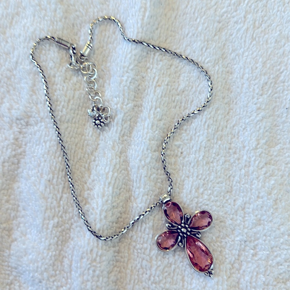 Brighton Pink & Silver Cross Necklace *Retired*